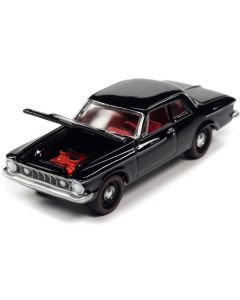 1962 Plymouth Savoy Max Wedge Silhouette Black with Red Interior "Classic Gold Collection" Series Limited Edition to 11880 pieces Worldwide 1/64 Diecast Model Car by Johnny Lightning