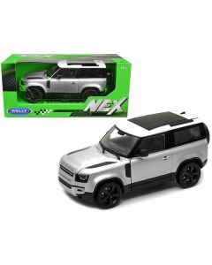 2020 Land Rover Defender Silver Metallic with White Top "NEX Models" 1/26 Diecast Model Car by Welly