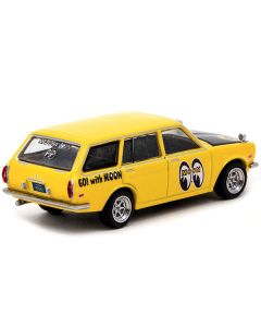 Datsun Bluebird 510 Wagon Yellow with Black Hood "Mooneyes" "Global64" Series 1/64 Diecast Model Car by Tarmac Works