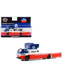 1966 Dodge L600 COE Ramp Truck Red and White with Blue Top "MOPAR" Limited Edition to 8250 pieces Worldwide 1/64 Diecast Model by M2 Machines