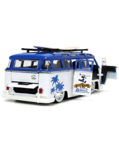 Volkswagen T1 Bus Blue and White with Graphics 