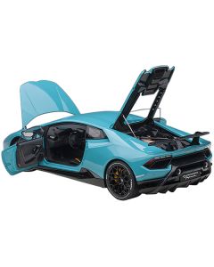 Lamborghini Huracan Performante Blu Glauco / Solid Blue with Black Wheels 1/12 Model Car by Autoart