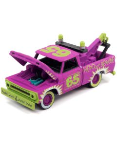 1965 Chevrolet Tow Truck #65 Random Acts of Violets Purple with Graphics "Demolition Derby" "Street Freaks" Series Limited Edition to 15196 pieces Worldwide 1/64 Diecast Model Car by Johnny Lightning