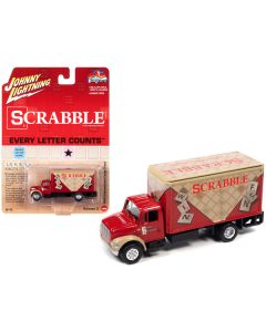 1999 International Cargo Truck Red with Graphics "Scrabble" "Pop Culture" 2022 Release 2 1/64 Diecast Model Car by Johnny Lightning