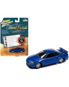 1999 Nissan Skyline GT-R RHD (Right Hand Drive) Blue Metallic with Poker Chip Collector's Token and Game Card 