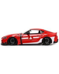 2020 Toyota Supra Red with Graphics and Miriya Sterling Diecast Figurine "Robotech" "Hollywood Rides" Series 1/24 Diecast Model Car by Jada