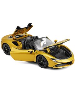 Ferrari SF90 Spider Gold Metallic "Race + Play" Series 1/18 Diecast Model Car by Bburago