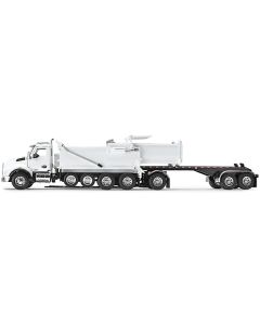 Kenworth T880 Quad-Axle Dump Truck and Rogue Transfer Tandem-Axle Dump Trailer Viper White 1/64 Diecast Model by DCP/First Gear