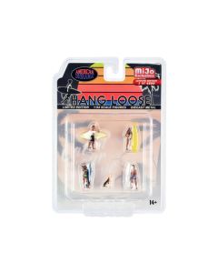 "Hang Loose" 5 piece Diecast Set (4 Surfer Figures and 1 Dog) Limited Edition to 4800 pieces Worldwide for 1/64 Scale Models by American Diorama