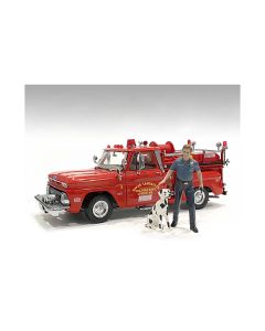 "Firefighters" Fire Dog Training Figures (Trainer and Dog) for 1/18 Scale Models by American Diorama