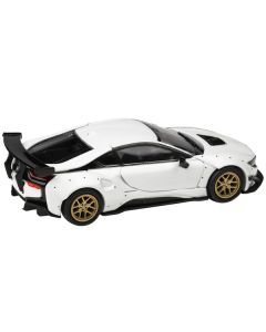 BMW i8 Liberty Walk White with Gold Wheels 1/64 Diecast Model Car by Paragon Models