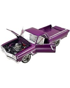 1965 Chevrolet El Camino SS "Custom Cruiser" Purple Metallic with White Graphics Limited Edition to 678 pieces Worldwide 1/18 Diecast Model Car by ACME