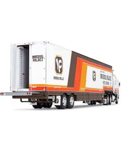 Kenworth K100 COE Aerodyne Sleeper Cab and Kentucky Moving Trailer White and Brown with Stripes "Visit Imperial Palace Hotel and Casino Las Vegas" "Fallen Flag" Series 1/64 Diecast Model by DCP/First Gear