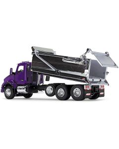 Kenworth T880 Day Cab with Rogue Transfer Dump Body Truck Purple and Chrome 1/64 Diecast Model by DCP/First Gear