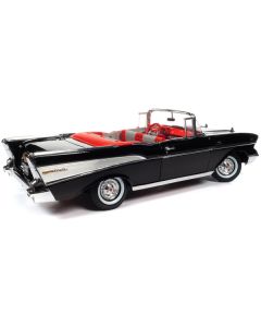 1957 Chevrolet Bel Air Convertible Onyx Black James Bond 007 "Dr. No" (1962) Movie "60 Years of Bond" Series 1/18 Diecast Model Car by Auto World