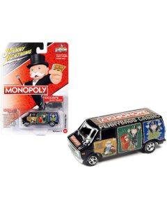 1976 Dodge Van Black "Pennybags Casino - Monopoly" with Dodge Van Monopoly Game Token "Pop Culture" 2022 Release 3 1/64 Diecast Model Car by Johnny Lightning