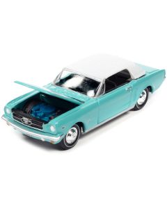 1965 Ford Mustang Light Blue with White Top James Bond 007 "Thunderball" (1965) Movie "Pop Culture" 2022 Release 3 1/64 Diecast Model Car by Johnny Lightning