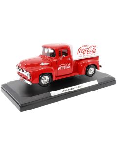 1955 Ford F-100 Pickup Truck Red with White Canopy "Drink Coca-Cola" 1/24 Diecast Model Car by Motor City Classics