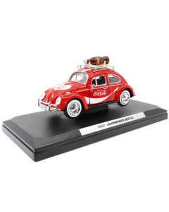 1966 Volkswagen Beetle Red "Enjoy Coca-Cola" with Roof Rack and Accessories 1/24 Diecast Model Car by Motor City Classics