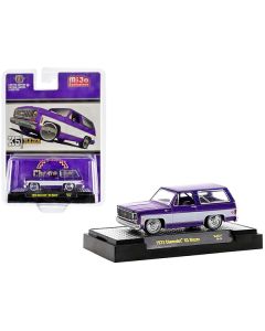 1973 Chevrolet K5 Blazer Purple Metallic and White Limited Edition to 6600 pieces Worldwide 1/64 Diecast Model Car by M2 Machines