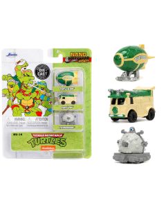 "Teenage Mutant Ninja Turtles" 3 piece Set "Nickelodeon" "Nano Hollywood Rides" Series Diecast Model Cars by Jada