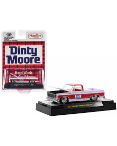 1973 Chevrolet Cheyenne Super 10 Pickup Truck White with Red Top and Red Plaid Stripe "Dinty Moore" Limited Edition to 9350 pieces Worldwide 1/64 Diecast Model Car by M2 Machines