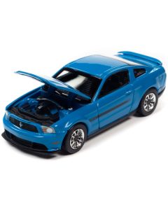 2012 Ford Mustang GT/CS Grabber Blue with Black Stripes "Modern Muscle" Limited Edition 1/64 Diecast Model Car by Auto World