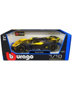 Bugatti Bolide Yellow and Carbon Gray 1/18 Diecast Model Car by Bburago