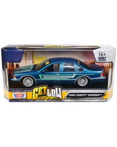 1993 Chevrolet Caprice Lowrider Blue Metallic with Graphics "Get Low" Series 1/24 Diecast Model Car by Motormax