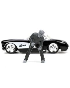 1957 Chevrolet Corvette Black with White Top and Wolfman Diecast Figure "Universal Monsters" "Hollywood Rides" Series 1/24 Diecast Model Car by Jada