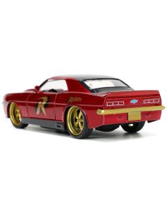 1969 Chevrolet Camaro Dark Red Metallic with Black Top and Robin Diecast Figure "Batman" "Hollywood Rides" Series 1/32 Diecast Model Car by Jada