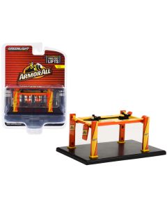 Adjustable Four-Post Lift "ArmorAll" Orange and Yellow "Four-Post Lifts" Series 4 1/64 Diecast Model by Greenlight