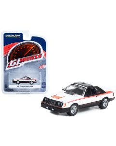 1981 Ford Mustang Cobra Polar White and Black with Red Stripes "Greenlight Muscle" Series 27 1/64 Diecast Model Car by Greenlight