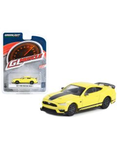 2021 Ford Mustang Mach 1 Grabber Yellow with Black Stripes "Greenlight Muscle" Series 27 1/64 Diecast Model Car by Greenlight