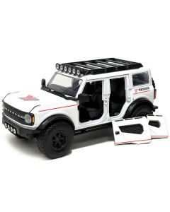 2021 Ford Bronco White with Red Stripes and Roof Rack "Yokohama Tires" "Just Trucks" Series 1/24 Diecast Model Car by Jada