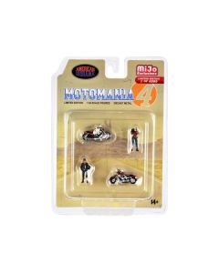 "Motomania 4" 4 piece Diecast Set (2 Figures and 2 Motorcycles) Limited Edition to 4800 pieces Worldwide 1/64 Scale Models by American Diorama