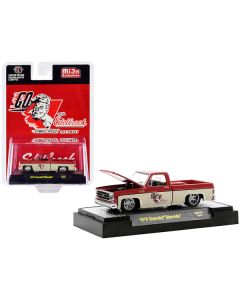 1979 Chevrolet Silverado Pickup Truck Red and Tan "Go with Edelbrock" Limited Edition to 6600 pieces Worldwide 1/64 Diecast Model Car by M2 Machines