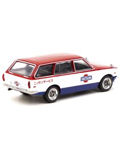 Datsun Bluebird 510 Wagon Service Car Red and White with Blue "Global64" Series 1/64 Diecast Model Car by Tarmac Works