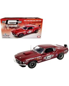 1969 Ford Mustang BOSS 429 Gasser Dark Red Metallic "Mr. Gasket Co." "Drag Outlaws" Series Limited Edition to 870 pieces Worldwide 1/18 Diecast Model Car by ACME