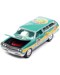 1965 Chevrolet 2-Door Station Wagon Turquoise Metallic "The Game of Life" "Pop Culture" 2022 Release 4 1/64 Diecast Model Car by Johnny Lightning