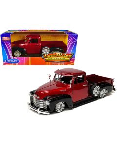 1953 Chevrolet 3100 Pickup Truck Lowrider Red Metallic and Black Two-Tone "Low Rider Collection" 1/24 Diecast Model Car by Welly