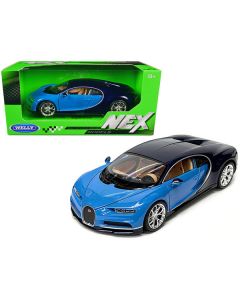 Bugatti Chiron Blue and Dark Blue Two-Tone "NEX Models" Series 1/24 Diecast Model Car by Welly