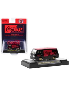 1966 Ford Econoline Custom Van "Coca-Cola" Black with Coke Red Top Limited Edition to 3850 pieces Worldwide 1/64 Diecast Model Car by M2 Machines