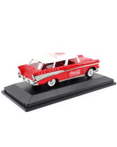 1957 Chevrolet Nomad "Coca-Cola" Red with White Top and Red Interior 1/43 Diecast Model Car by Motor City Classics