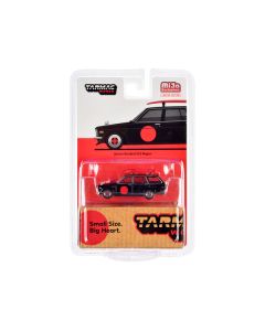 Datsun Bluebird 510 Wagon Black with Red Graphics with Roof Rack and Surfboard "Global64" Series 1/64 Diecast Model Car by Tarmac Works