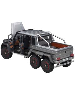 Mercedes Benz G63 AMG 6x6 Designo Platinum Magno Gray Metallic with Carbon Accents 1/18 Model Car by Autoart