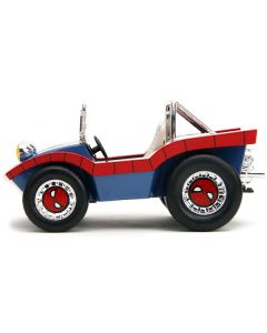 Dune Buggy Red and Blue with Graphics and Spider-Man Diecast Figure "Marvel Spider-Man" 1/24 Diecast Model Car by Jada