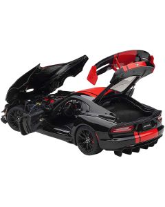 2017 Dodge Viper 1:28 Edition ACR Black with Red Stripes 1/18 Model Car by Autoart