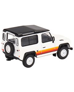 Land Rover Defender 90 Wagon White with Black Top and Stripes Limited Edition to 1800 pieces Worldwide 1/64 Diecast Model Car by Mini GT