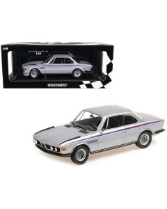 1973 BMW 3.0 CSL Silver Metallic with Red and Blue Stripes Limited Edition to 540 pieces Worldwide 1/18 Diecast Model Car by Minichamps